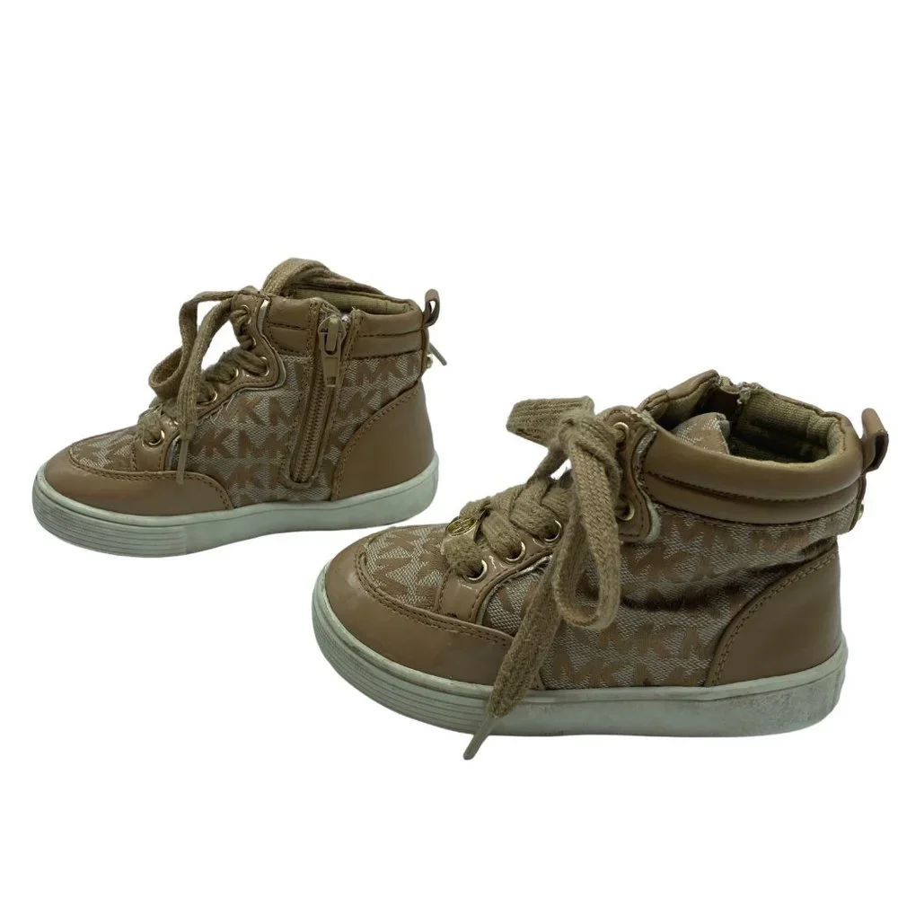 Michael Kors Tan Lil Mosely High Top Sneakers Shoes Toddler Size 8‎
